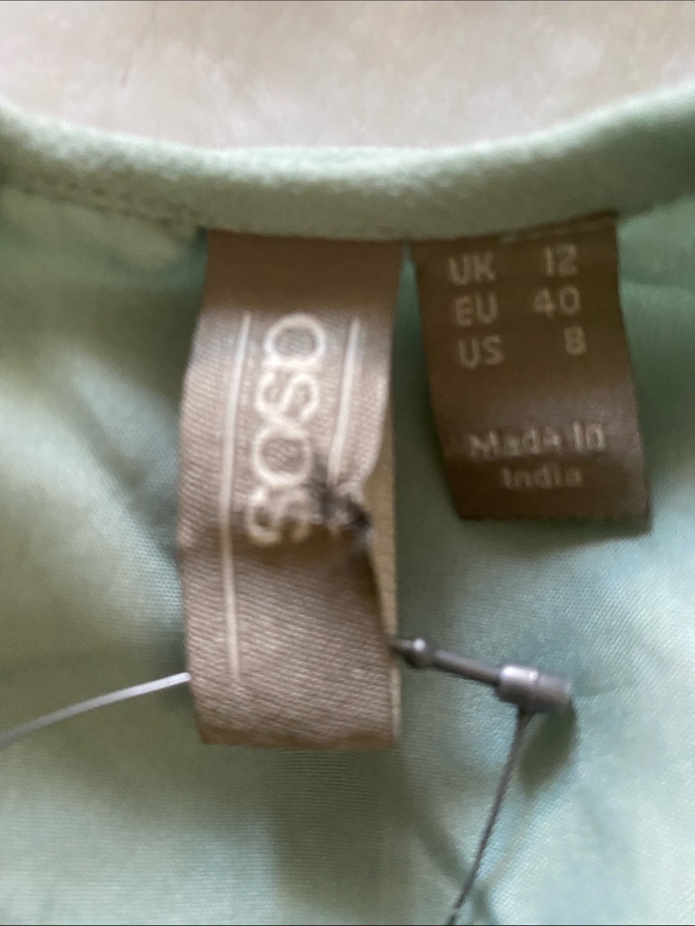 ASOS Embroidered Floral V-Neck Mini Dress in Sage Green. Size 12 - Picture 9 of 11